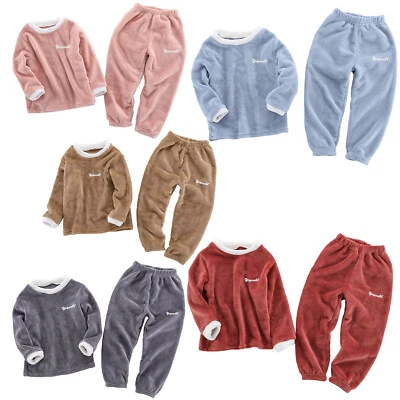 IINIIM Kinder Flanell Schlafanzug Jungen Mädchen Flauschige Pyjama Warme Nachtwäsche