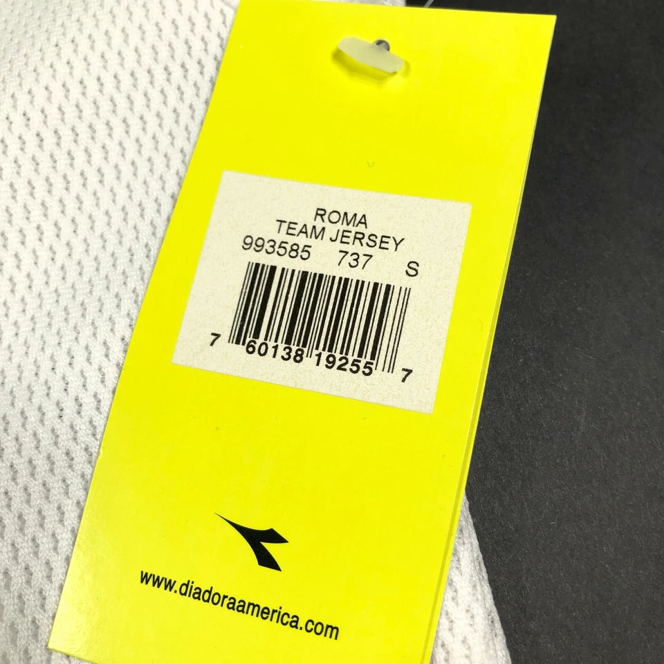 NEW Diadora T Shirt Jersey Mens S White V Neck Waffle Knit Striped Soccer Roma - Image 4 of 4