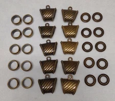 Scarf Bail And Ring Assortment.  Lightweight Plastic Gold Tone.  30 Pieces
