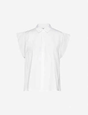 MAX MARA STUDIO Muscari cap-sleeve cotton-poplin shirt White UK8