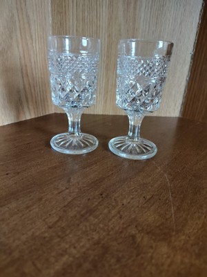 Lot of 2 Small Footed 5.5'' VTG Anchor Hocking WEXFORD Glasses  Stem