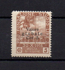 FIUME 1919 SOPRASTAMPA VALORE GLOBALE COR.5 MNH**