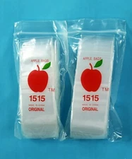 Apple Bags Mini Zip Resealable 1.5" x 1.5" Clear Baggies 1515 1000ct NEW