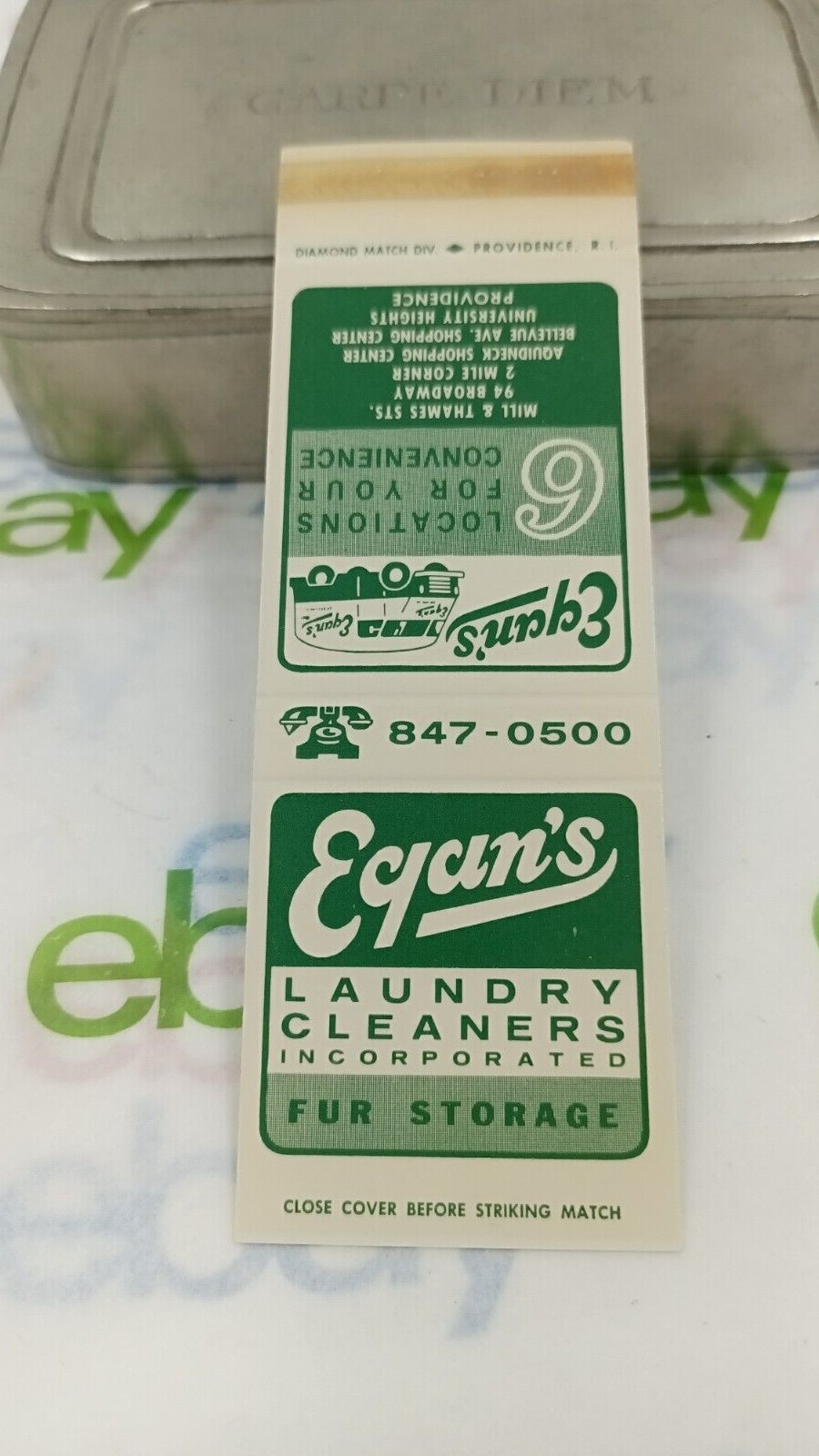 Vintage Match book cover dealer sample laundromat Providence RI. /1 eBay