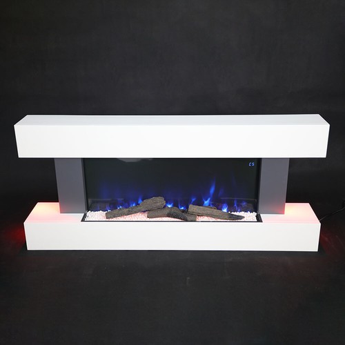 Electric Wall Mounted Fire Large LED Fireplace White Suite Modern Heater 7 Flame - Picture 8 of 10