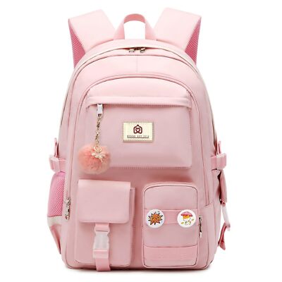 Mochila Escolar Portatil Para Mujer Bolsa De Viaje Laptop 15.6'' Impermeable Rosa