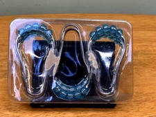 Blue & Silver Metal Easy Glide Rolling Clip Ring Bathroom Shower Curtains