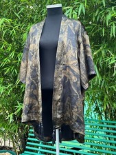 Biba Black Kimono Jacket With Gold Monkey Primate Design Medium