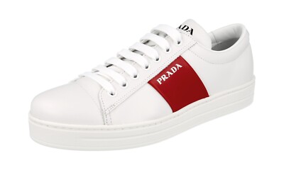 PRADA SNEAKERS SHOES 1E144N WHITE/RED LEATHER NEW | eBay