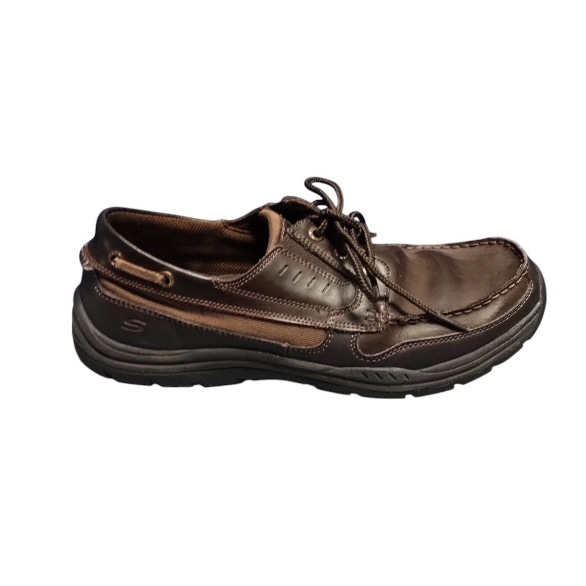 Skechers Boat Shoes Mens Size Brown Leather Relaxed Fit