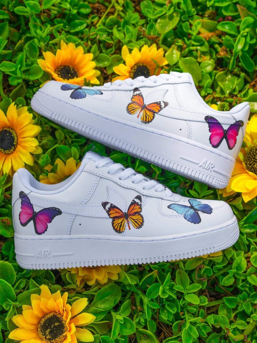 Nike Air Force 1 Custom Shoes Yellow Butterfly Sneakers All Sizes