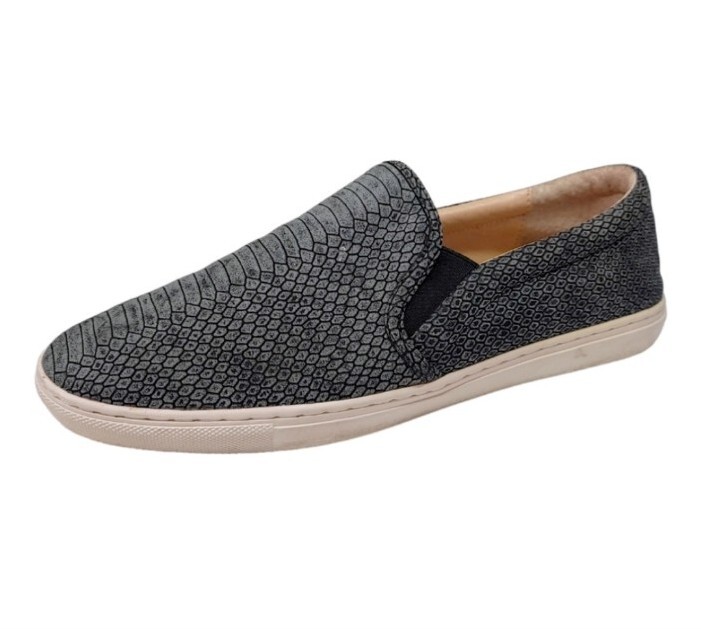 J/Slides Gray Leather Alligator Texture Cameron Slip On Sneakers - Main Image