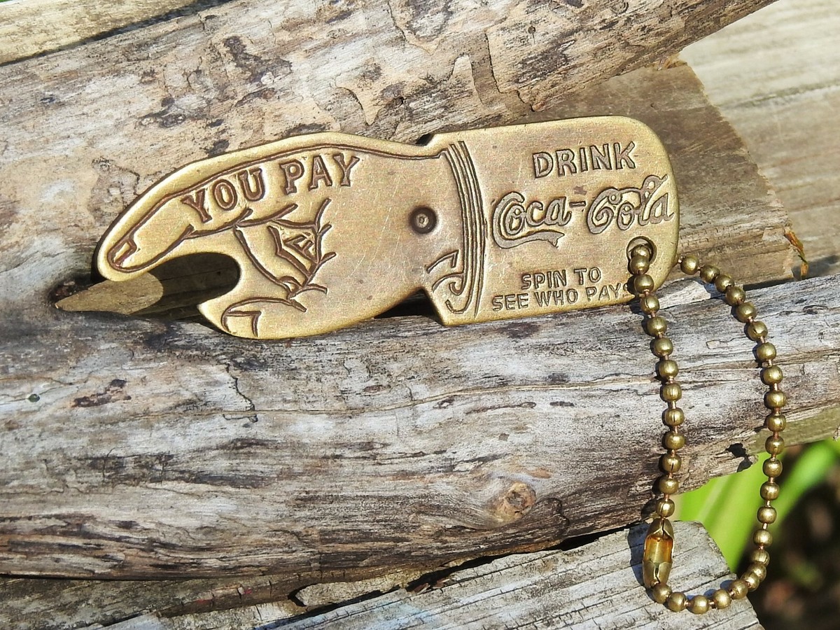 Drink Coca-Cola Brass Bottle Opener and Key Chain - Fickle Finger