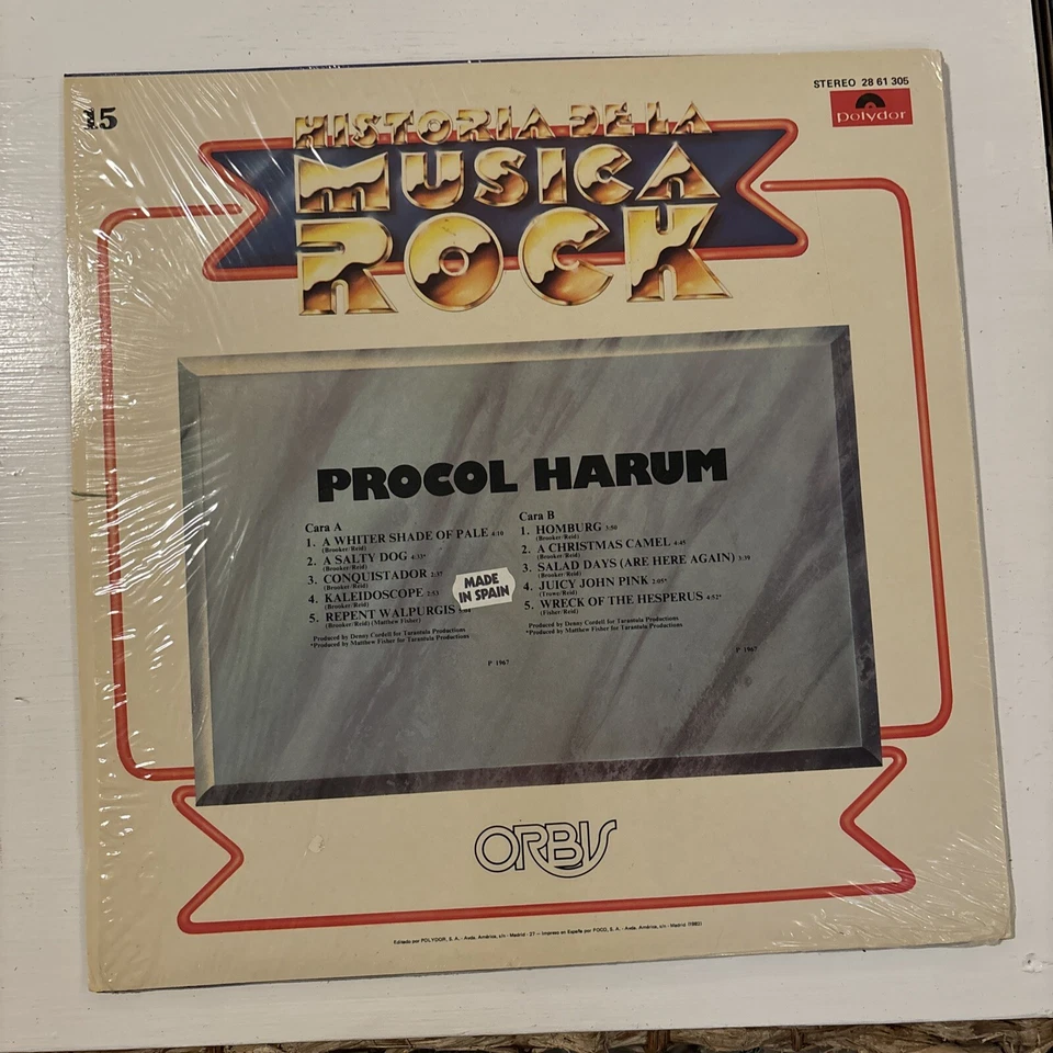 Procol Harum Historia De La Musica Rock Polydor 28 61 305 IMPORT Ex/Ex - Image 2 of 4