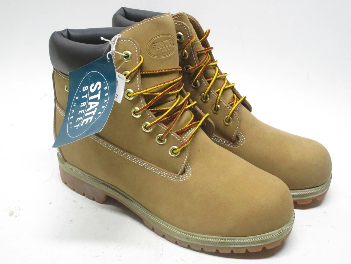 Mens State Street Brown Leather Work Boots Size 10.5 Waterproof New