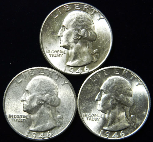 1946 PDS YEAR SET WASHINGTON SILVER QUARTERS,  BU BRILLIANT UNCIRCULATED #s3