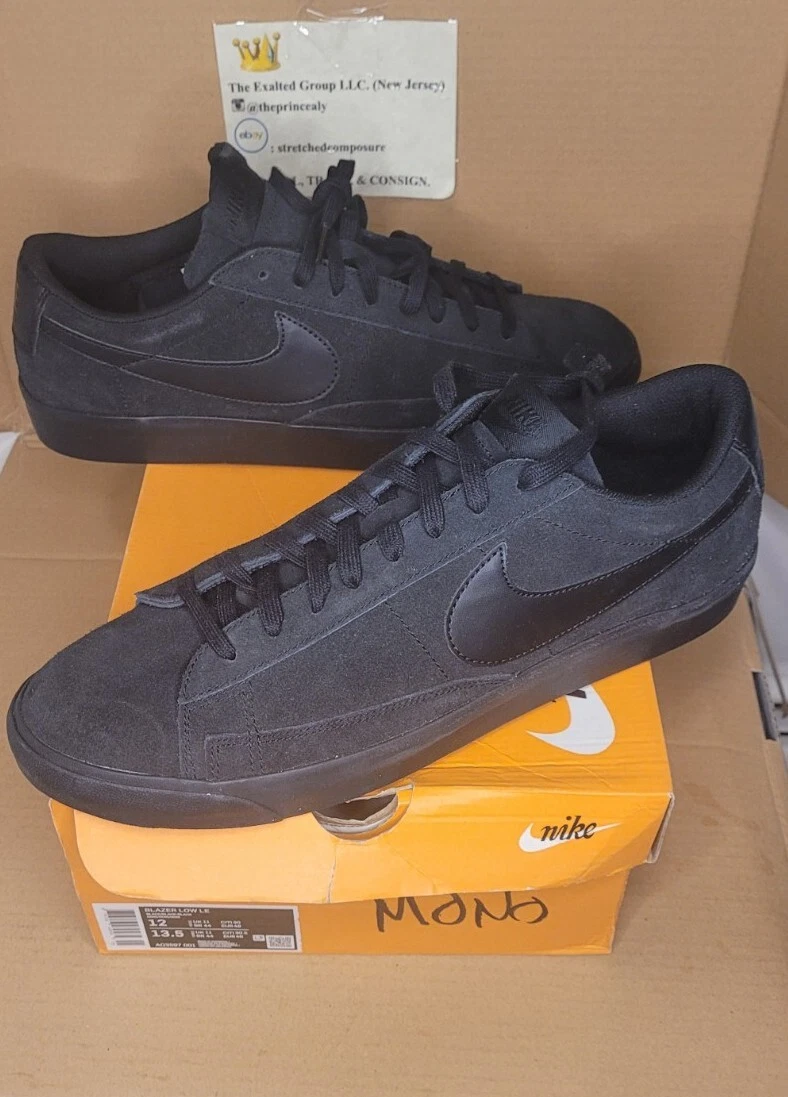 BRAND NEW Nike Men s Blazer Low LE Triple Black Shoes AQ3597 001 Size 12