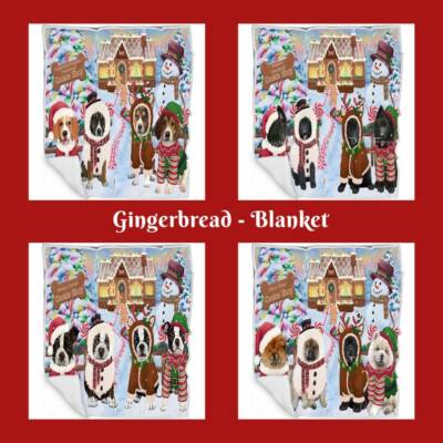 Christmas Gingerbread Cookie Shop Dog Cat Pet Sherpa Fleece Blanket