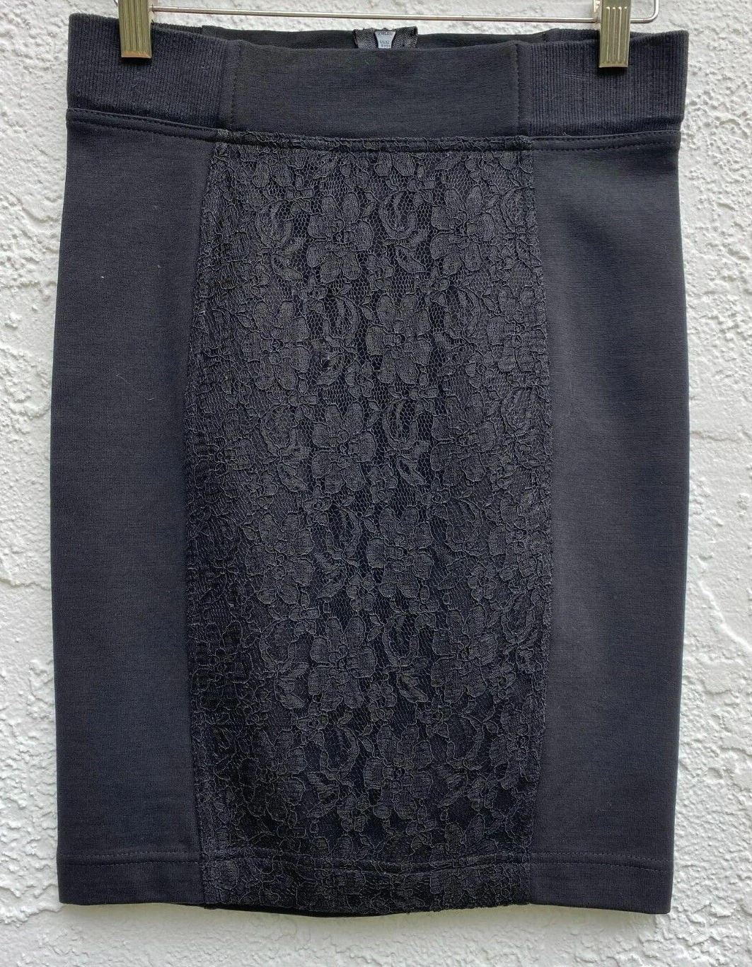 NWT Sanctuary Stretch Lace Accent High Waist Pencil Skirt Black SZ S