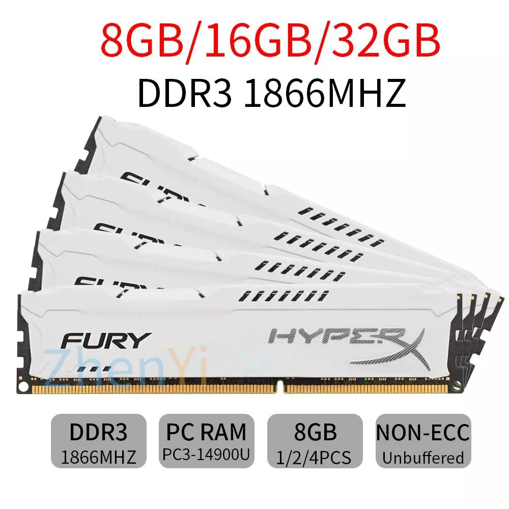Kingston HyperX FURY 32GB 16GB 8GB DDR3 1866MHz PC3 14900U Memory LOT White AB
