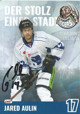Jared Aulin / Straubing Tigers / Saison 2018-2019 / Autogrammkarte