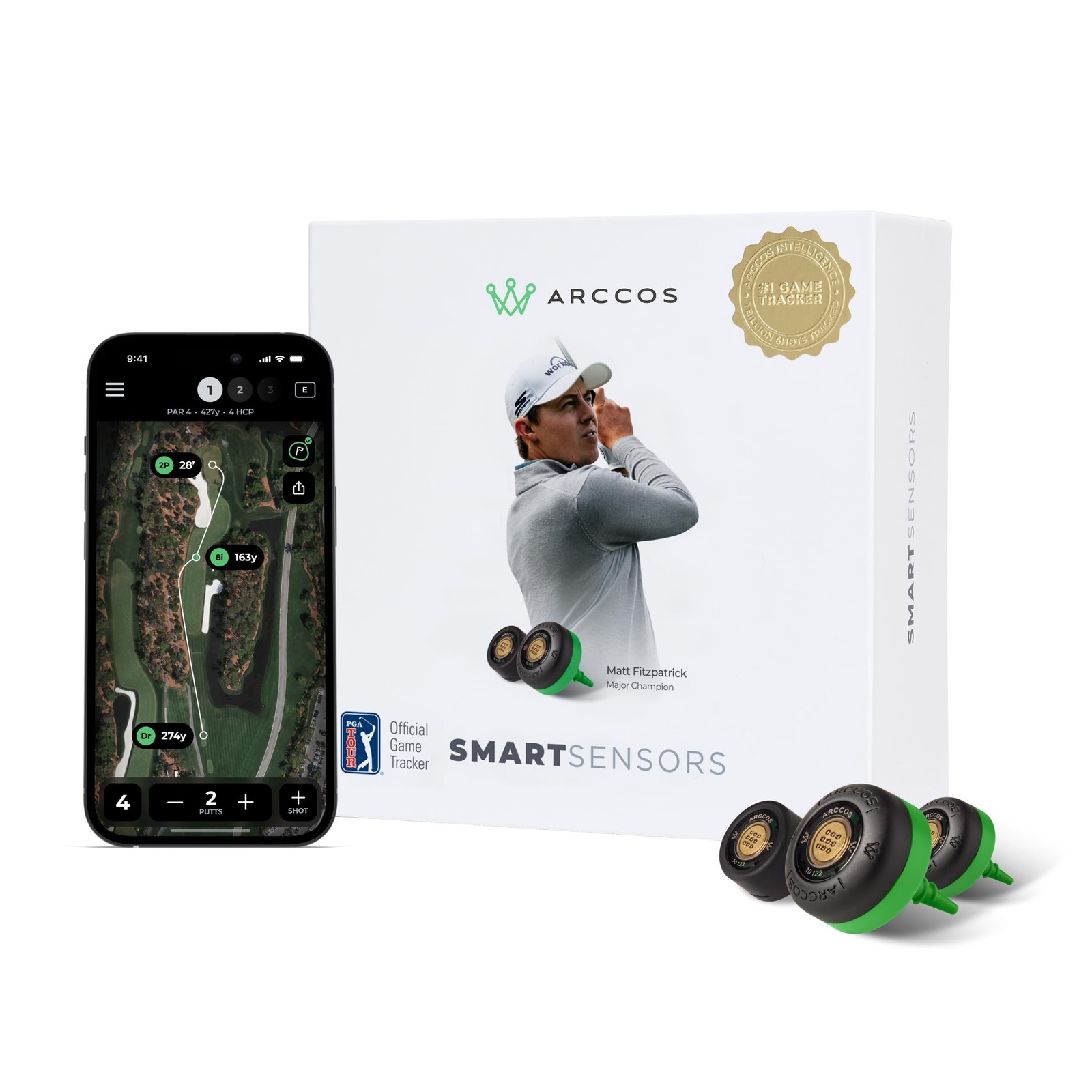 Arccos Golf Smart Sensors: Automatic Golf Tracking System with A.I. GPS Rangefinder