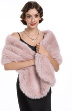 WinterFaux Fur Shawl Wrap Women Wedding Cover Up Bridal Outerwear Shrug Gift New