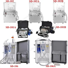 Portable Dental Delivery Unit Mobile Case Air Compressor Syringe Suction 4 Holes