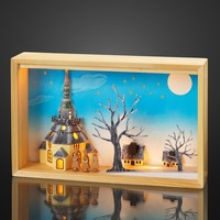 Led Leuchtbild Holz Deko Weihnachten Kirche Motiv Winter Warmweiß 10 Led Trafo