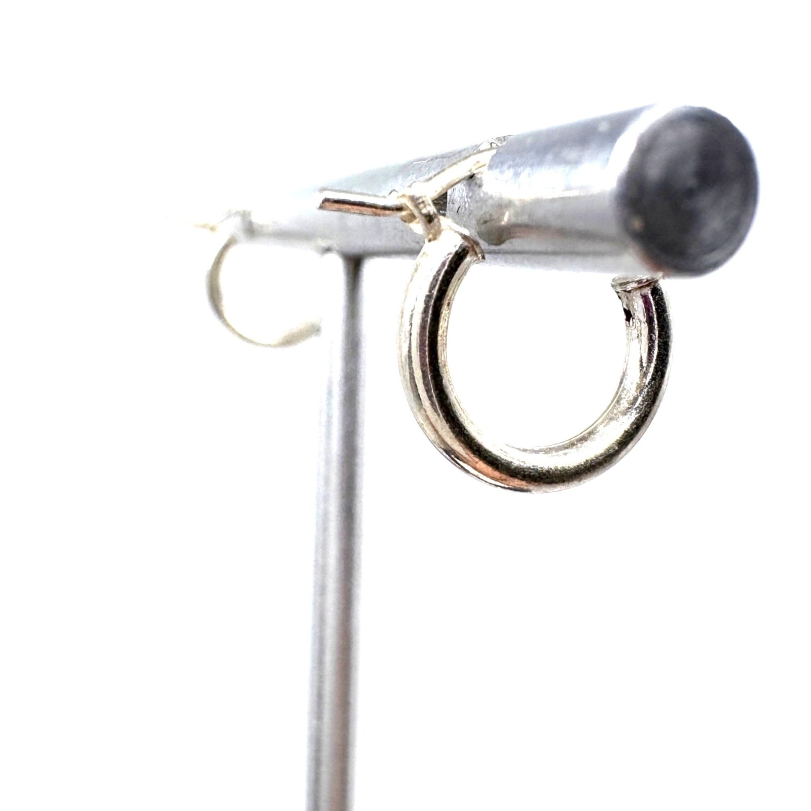 Solid Sterling Silver 925 Rounded Hoop Earrings H… - image 4