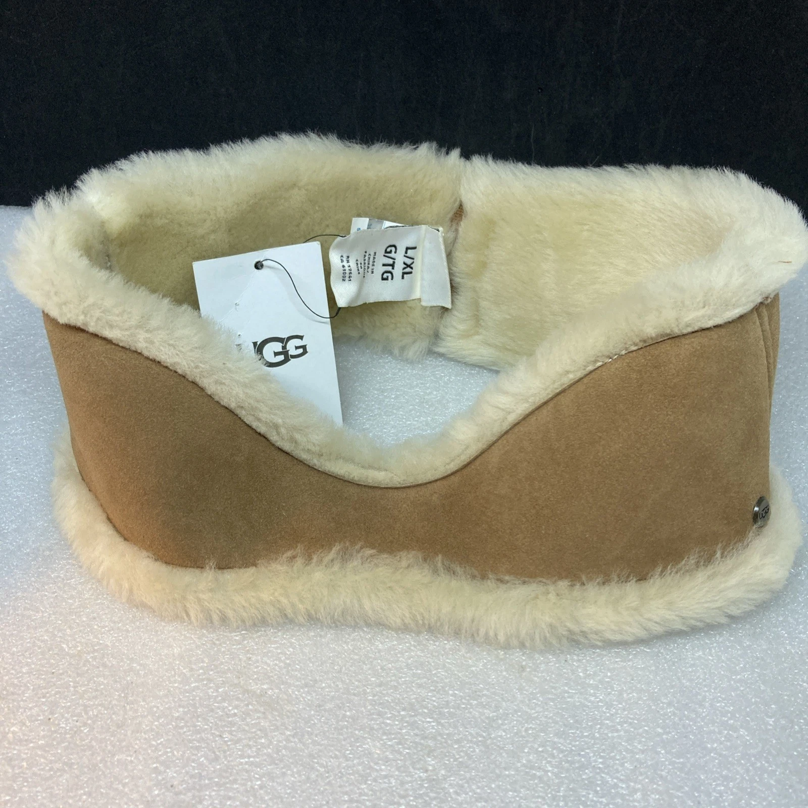NWT Women's UGG Australia Chestnut Leather & Shearling Headband L/XL