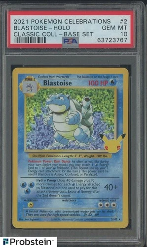 2021 Pokemon Celebrations Classic Coll. Base Set #2 Blastoise Holo PSA 10