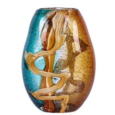PlivBloom Teal Glass Vase,Hand Blown Green Flower Bulk,Murano Glass Vases,Uni...