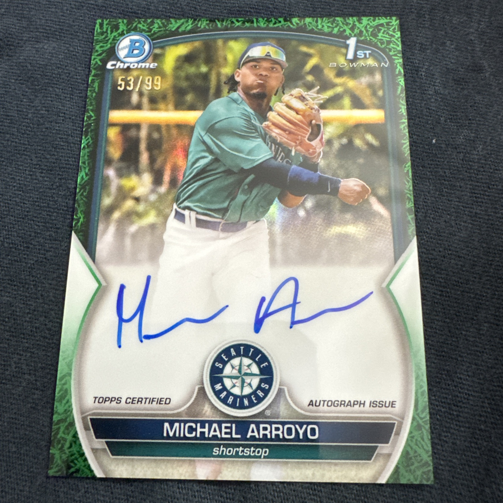 2023 Bowman - Chrome Prospect Autographs Green Grass Refractor Michael Arroyo 53
