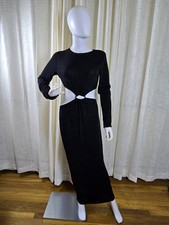 Womens Mock Neck Cut Out Black Long Dress Size 10
