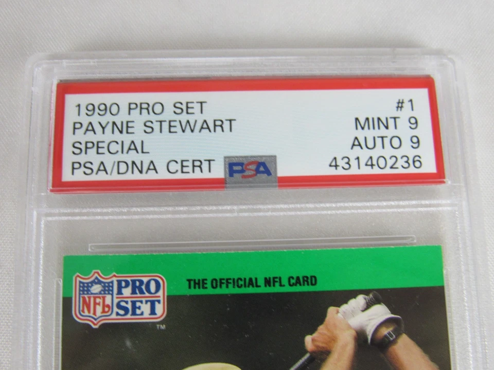 Pro-Set Payne Stewart 1990 golf especial firmado automáticamente PSA 9/9 G872 Foto 2 de 3