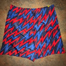DSG Youth Athletic Fit Train Shorts, Large, Red Blue Zigzag Pattern