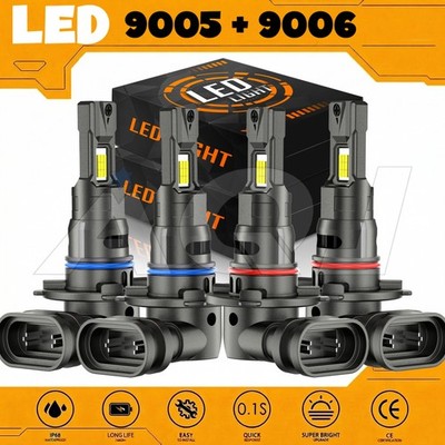 For Pontiac Grand Prix 05-2008 LED Headlight 4 Bulbs White Hi/Low Beam 9005 9006