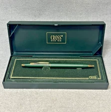 NOS RARE Cross Matte Green & 23K Gold Trim Ballpoint Pen #2602 🇺🇸 Black Ink