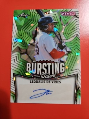 2025 Leaf Vivid Leodalis DeVries Bursting With Talent Green Cracked Ice Auto /8