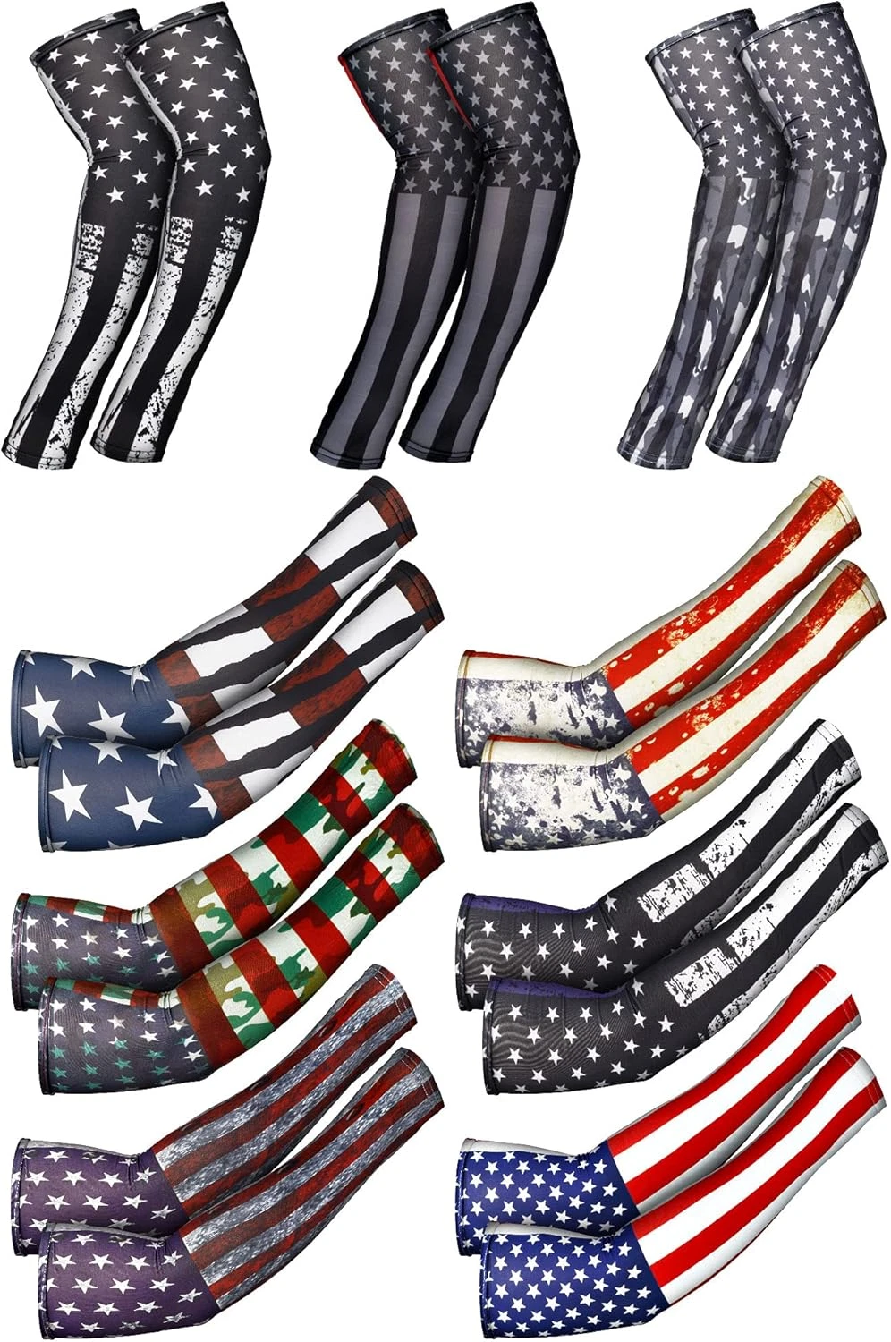 9 Pairs American Flag Arm Sleeves Sun Protection Cooling Arm Sleeves