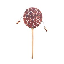 Vintage African Bolon Pellet Drum Hand-Painted Giraffe Print Tribal Percussion