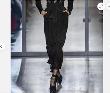 Zimmermann Pants Womens 0 Black Espionage Suede Obi High Waist Belted