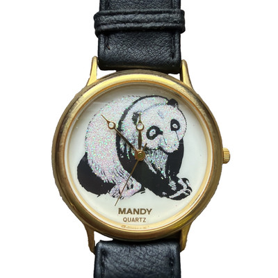 Mandy Quartz Glitter Panda Watch, untested and as is