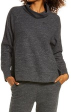 Nike Women's Size Medium Cowl Neck Charcoal Sweater Sweatshirt Embroidered Logo