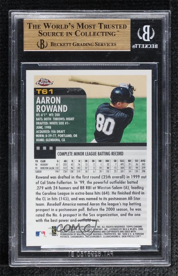 2000 Topps Chrome Traded & Rookies Factory Set Aaron Rowand BGS 9.5 GEM MINT RC - Image 2 of 2