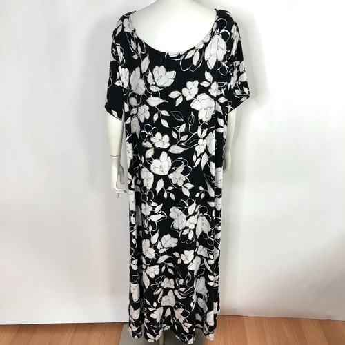 J. Jill Plus Size 2X Maxi Rayon Spandex Women's Full Length Floral Dress Black - Picture 15 of 19