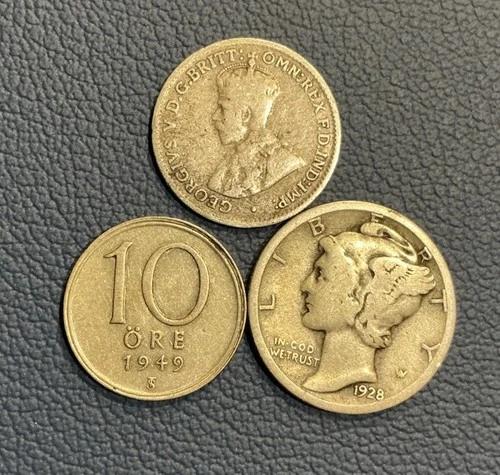 SILVER World Coin Lot - U.S.A, Sweden, Australia SILVER Coins