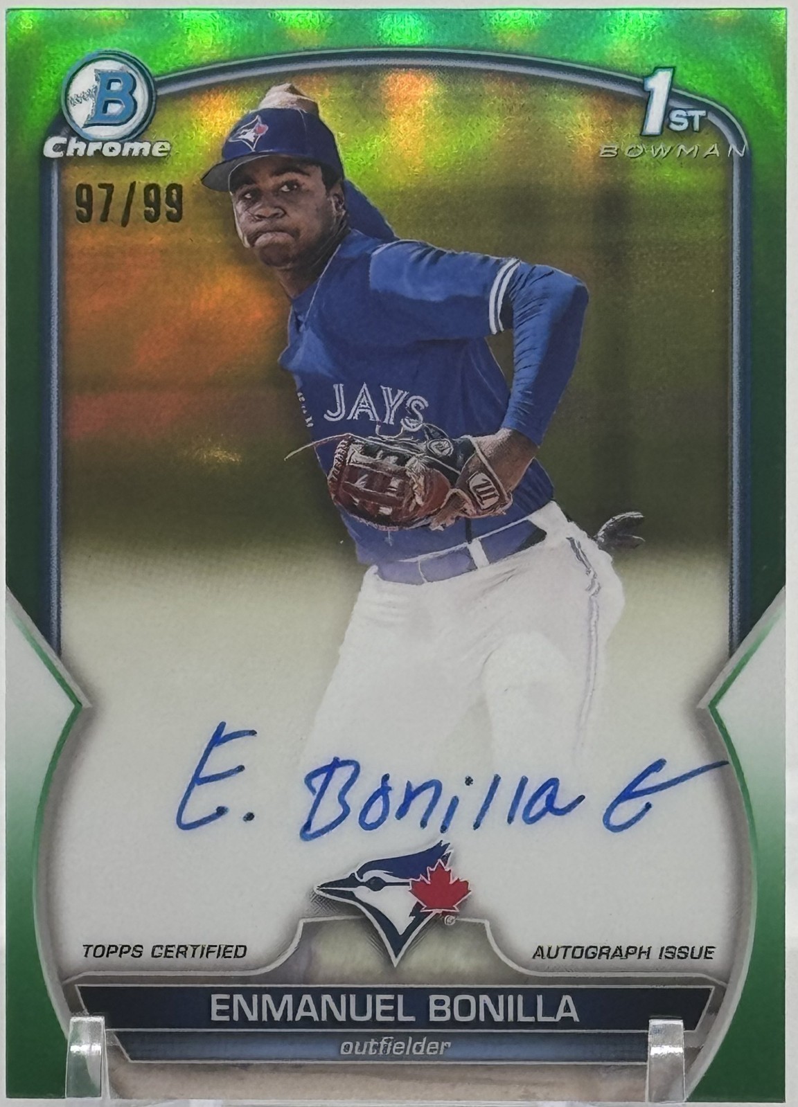 2023 Bowman Enmanuel Bonilla Chrome 1st Green Refractor Auto /99 #CPA-EBO