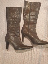 Gianni Bini Leather Trendy Calf Length Boots Womens Size 8.5 J